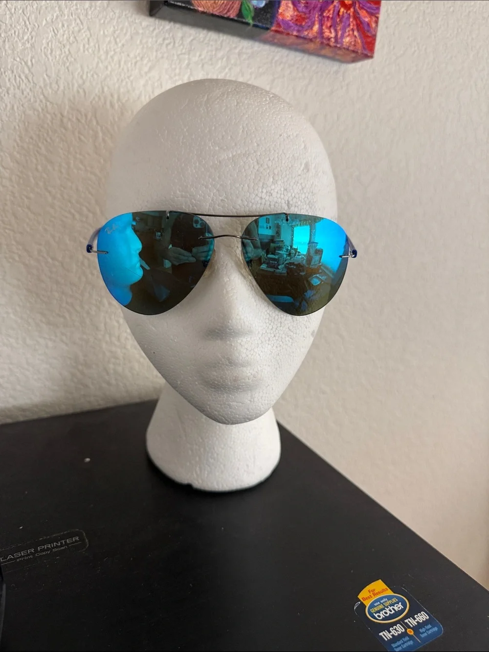 Ray-Ban Aviator Sunglasses rb8058 with Blue Mirror Lenses and Silver Frame